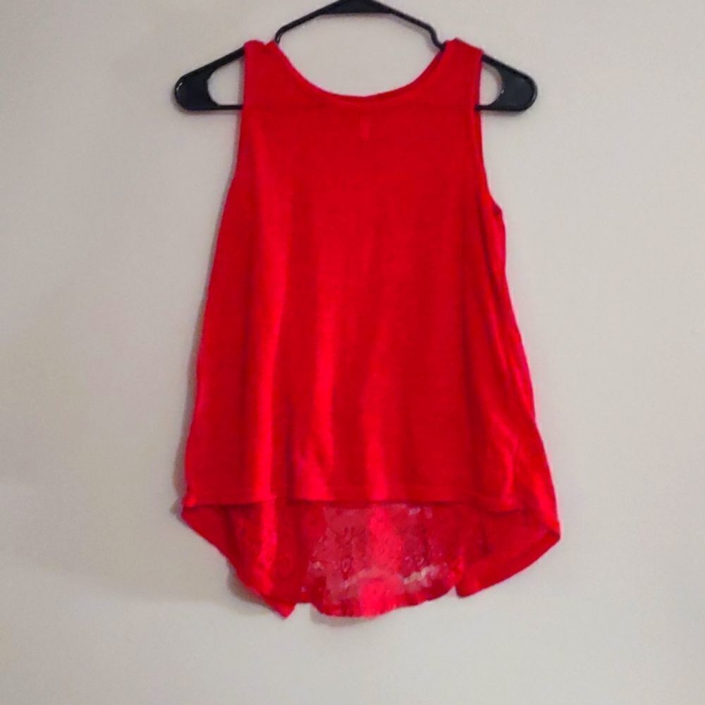 Wallflower Junior's Size S Sexy Red knit tank top lined lace criss cross back‎